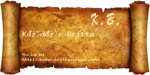 Kádár Britta névjegykártya